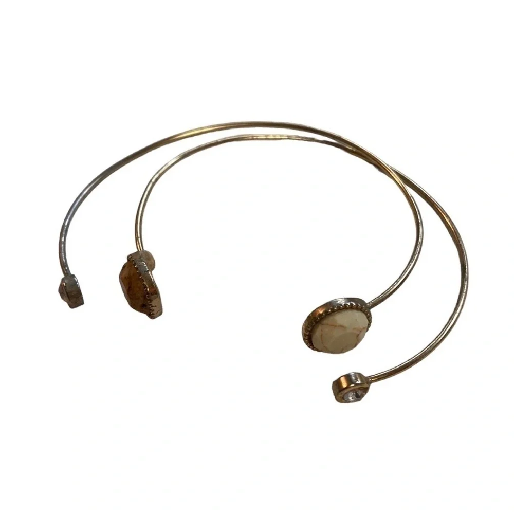Two piece | Gold | Faux Stone | Bangle Set